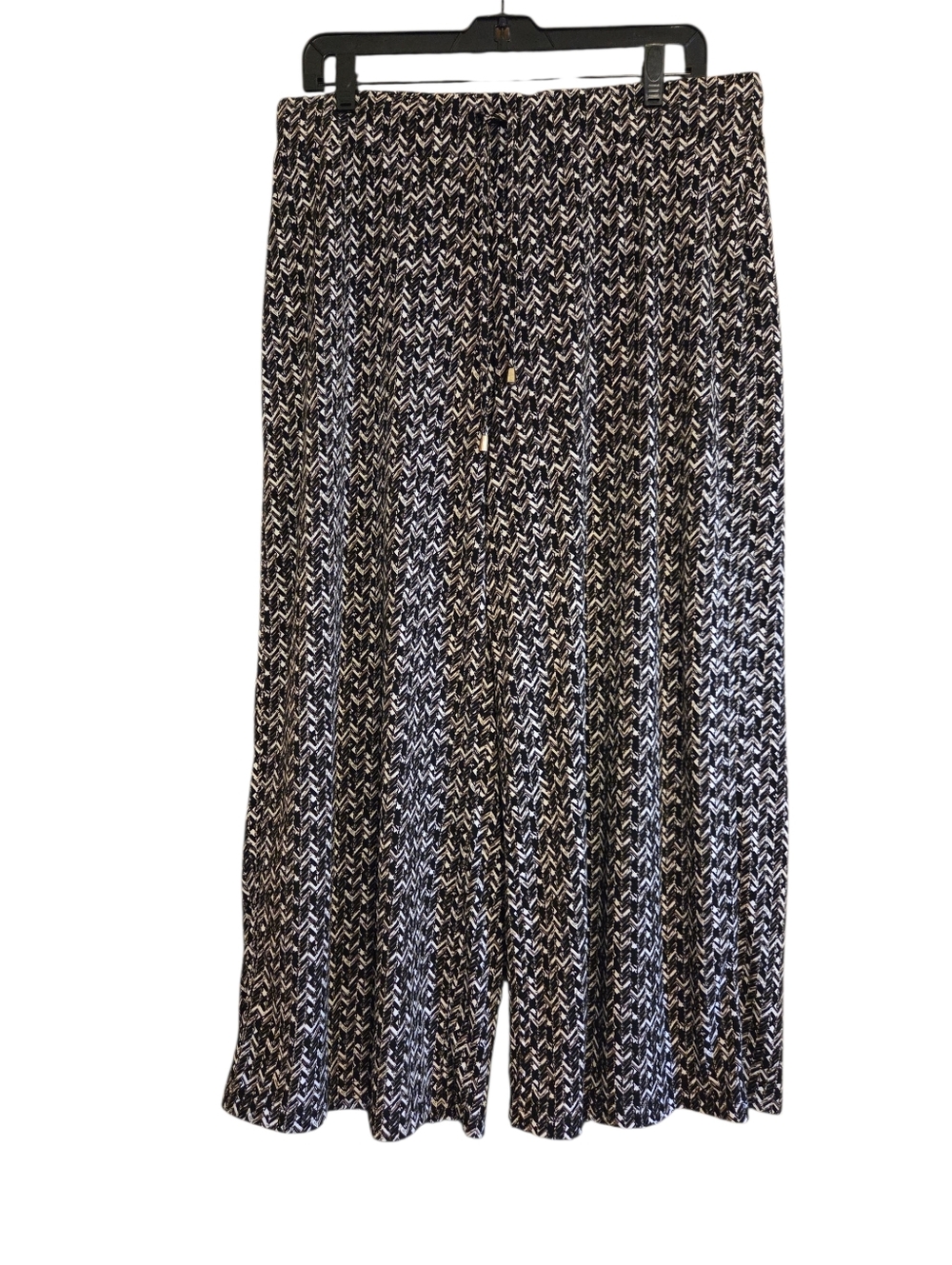 Jones New York Black Taupe White Wideleg Pants Flowy Comfy Size Large